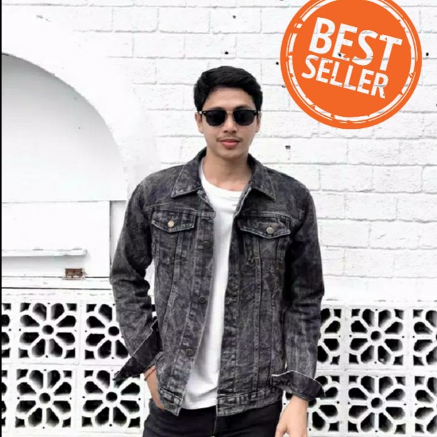 JAKET JEANS BLACK SANDWASH