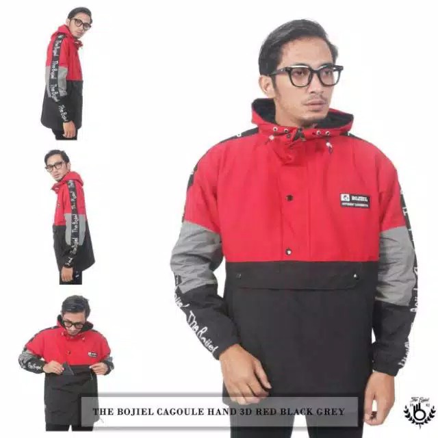 JAKET PRIA Trend Line THE BOJEL Laki Laki Cowok Abu Hitam Merah Kombin