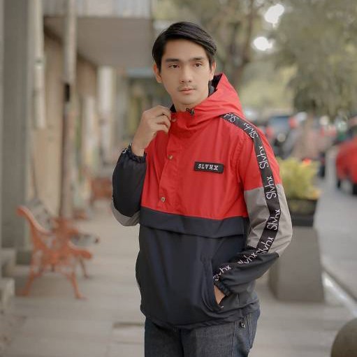 JAKET PRIA Trend Line THE BOJEL Laki Laki Cowok Abu Hitam Merah Kombin