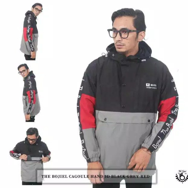 JAKET PRIA Trend Line THE BOJEL Laki Laki Cowok Abu Hitam Merah Kombin 2