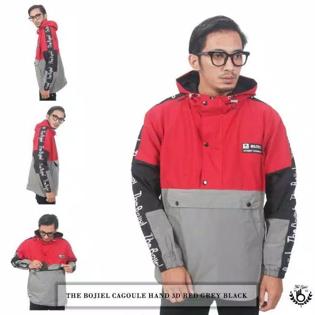 JAKET PRIA Trend Line THE BOJEL Laki Laki Cowok Abu Hitam Merah Kombin 3