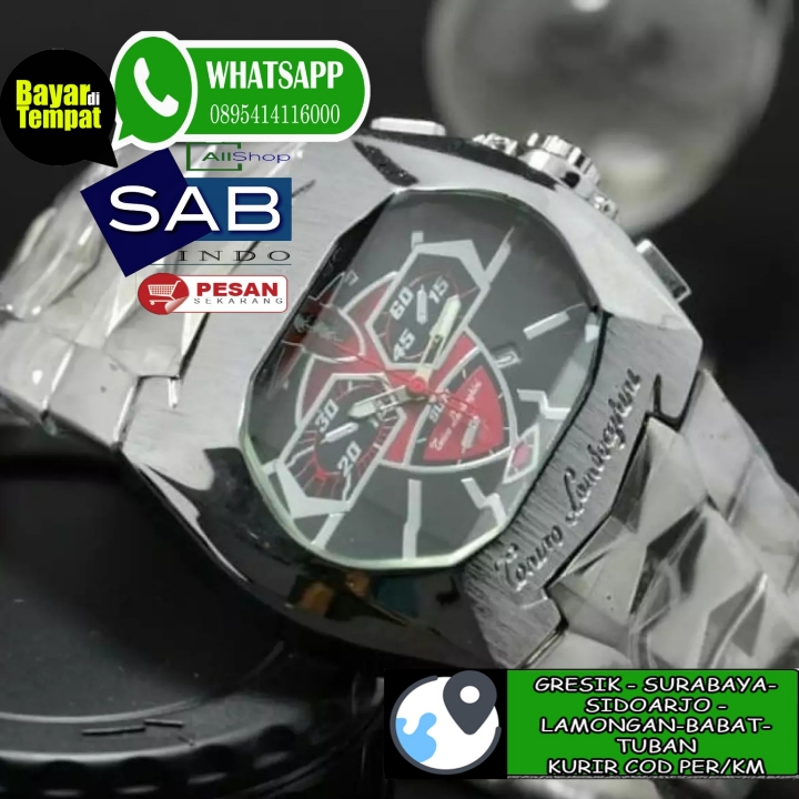 JAM TANGAN PRIA LAMBORGHINI Perak-red