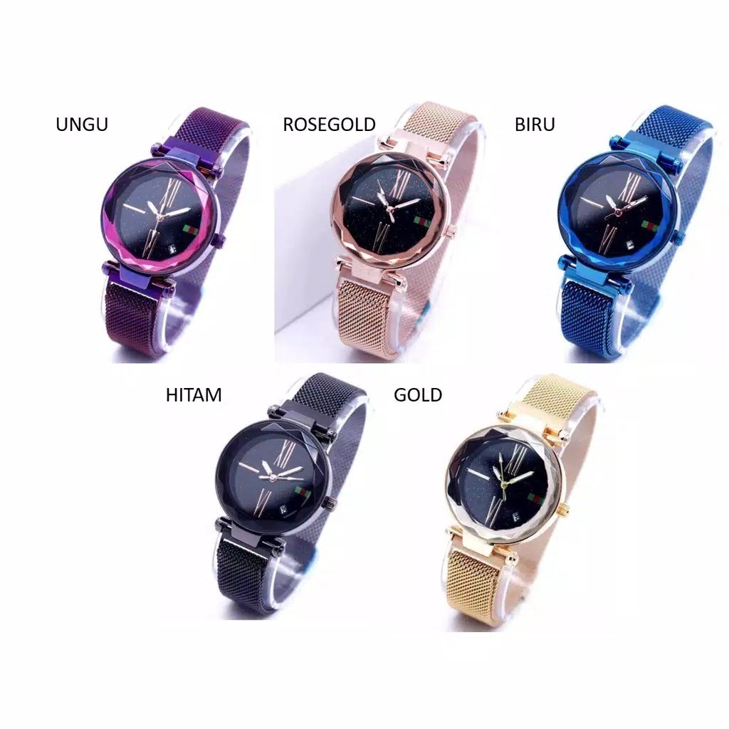 JAM TANGAN WANITA TALI MAGNET TANGGAL RANTAI JAM TANGAN ANALOG IMPORT