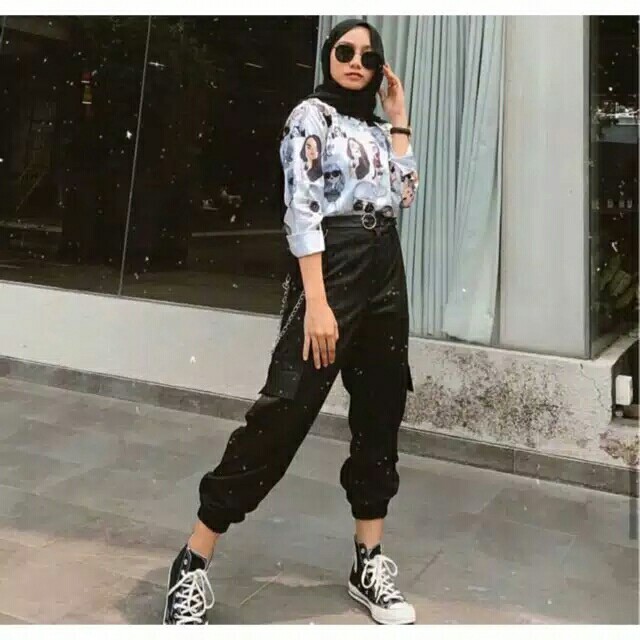 JOGGER CARGO PANTS WANITA  JOGER SAKU SAM 3