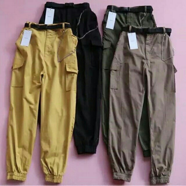 JOGGER CARGO PANTS WANITA  JOGER SAKU SAM 4