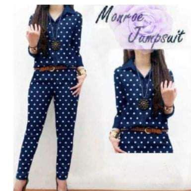 JUMPSUIT WANITA MONPOLKA KATUN RAYON