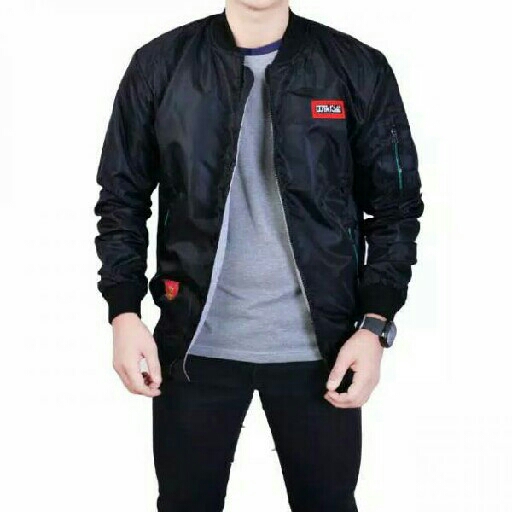 Jaket Bomber 2in1 Wnkl Collar Black