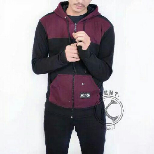 Jaket Zipper Reglan Two Maroon