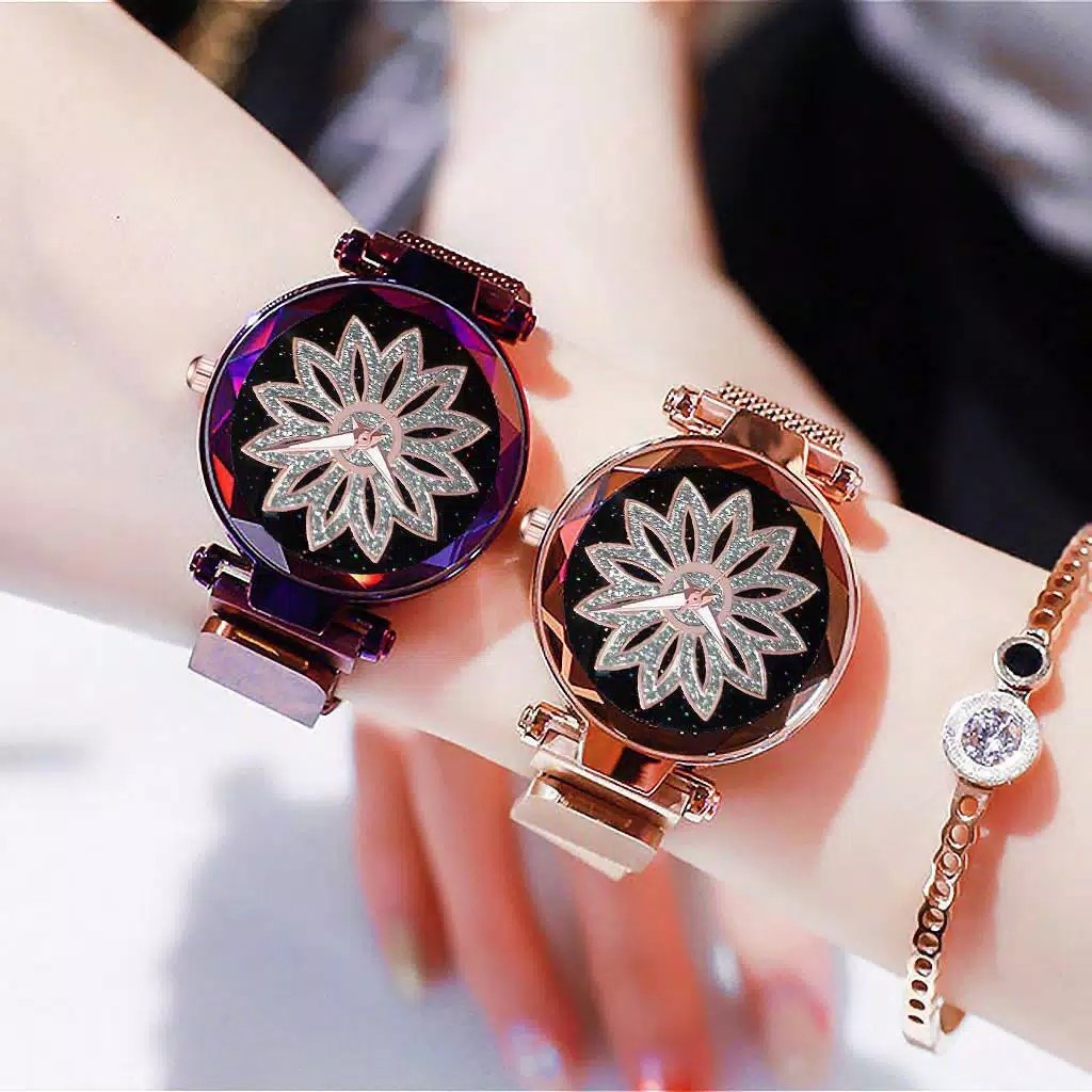 Jam Tangan Magnet Bunga Wanita Starry Night Korea Fashion Stainless St 2