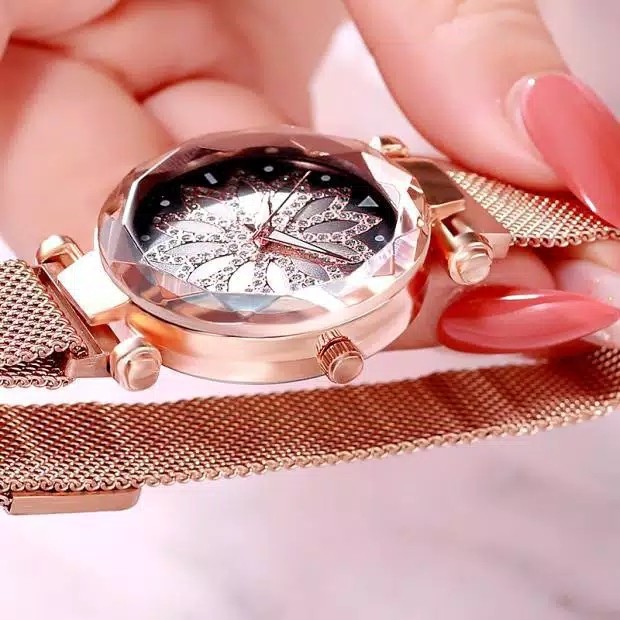 Jam Tangan Magnet Bunga Wanita Starry Night Korea Fashion Stainless St 3