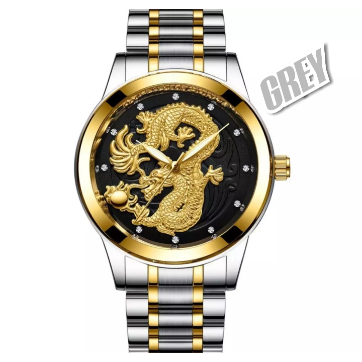 Jam Tangan Pria Dragon 3d Black- Grey