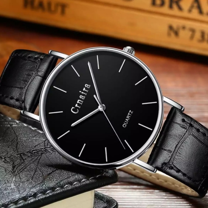 Jam Tangan Pria Cranira Silver Black Kulit 