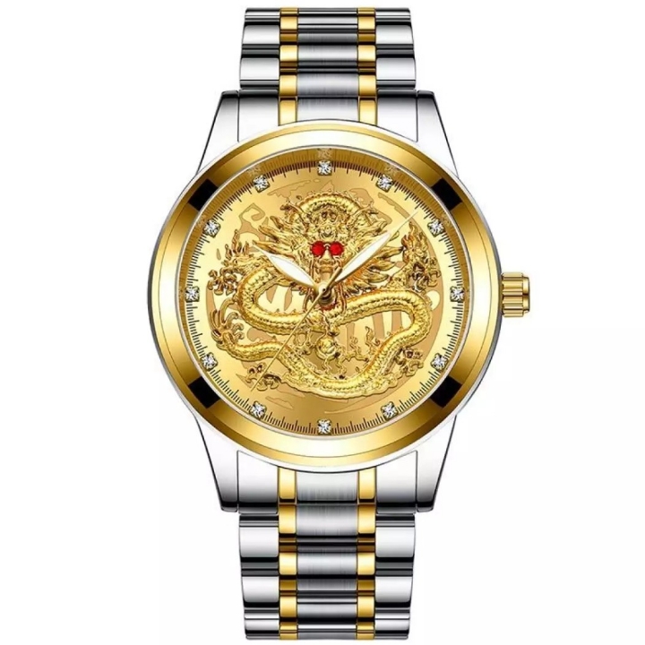 Jam Tangan Pria Naga Perak Gold