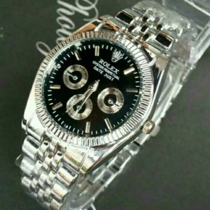 Jam Tangan Pria Rolex Silver- Black