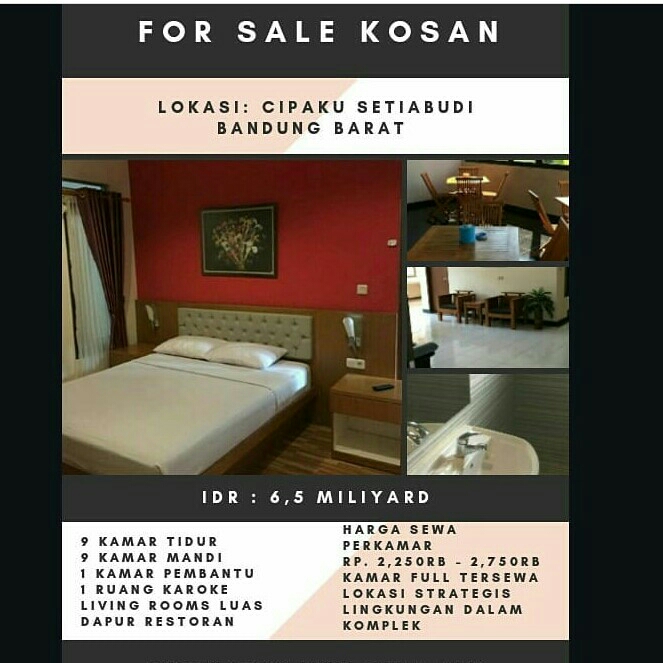 Jual Kosan Di Cipaku Setiabudi Bandung 