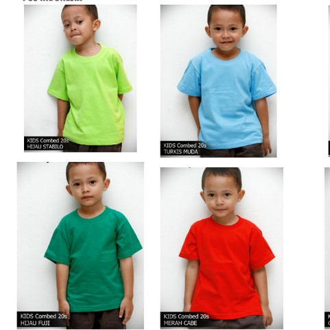 KAOS ANAK KAOS POLOS ANAK BAHAN COTTON COMBED SIZE 1 - 2 -  3 - XS MER