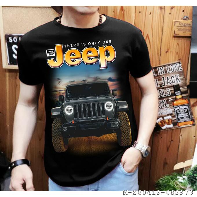 KAOS SABLON PLASTISOL JEEP PRIA SPANDEX RAYON