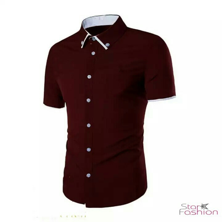 KEMEJA LENGAN PENDEK POLOS GEORGE l PAKAIAN FORMAL PRIA l CASUAL FIT L