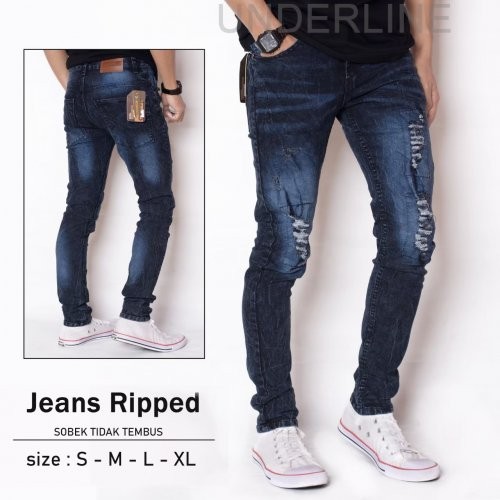 KNKR Celana Jeans Sobek Lapis Underline 01