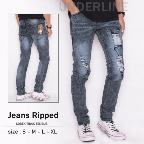 KNKR Celana Jeans Sobek Lapis Underline 02