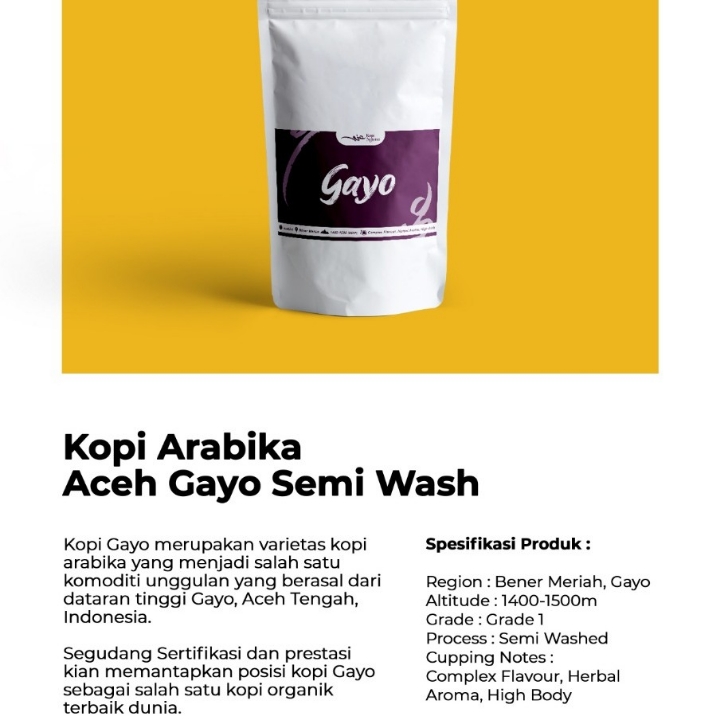 KOPI ACEH GAYO ARABIKA SEMI WASH 500GR 3