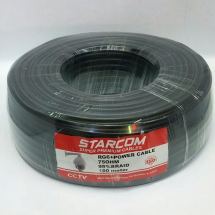 Kabel Camera Cctv Coaxial Rg 6 Plus Power Starcom 100 Meter