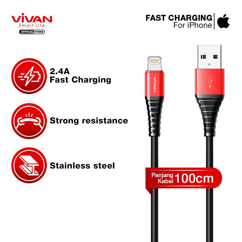 Kabel Data Lightning Iphone Vivan SL100 2