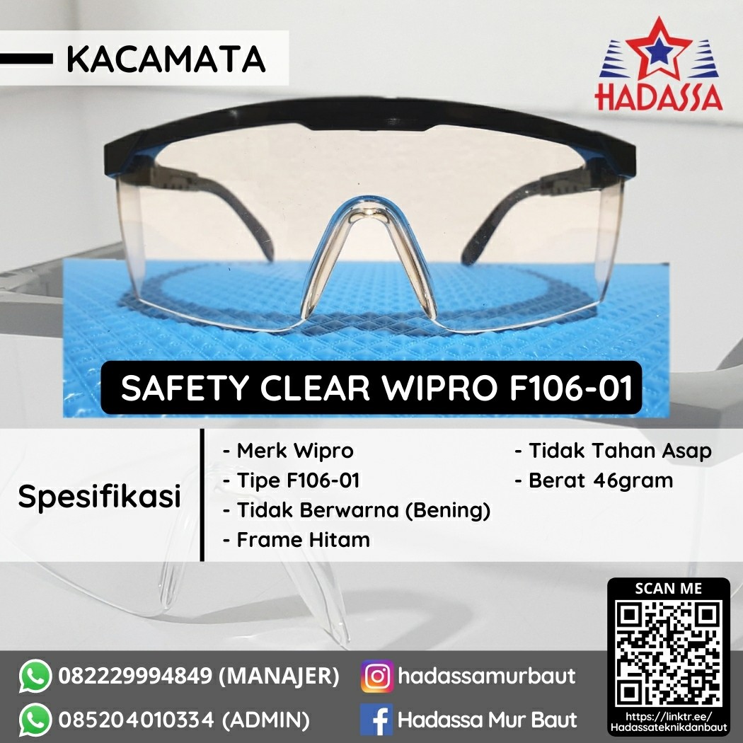 Kacamata Safety Clear Wipro F106-01