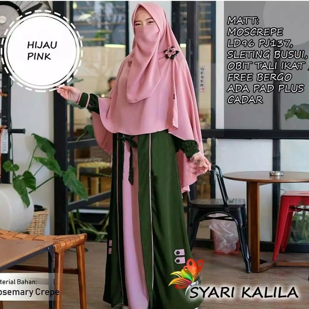 Kalila Set Syari  FREE Cadar Khimar  Setelan Hijab Syari