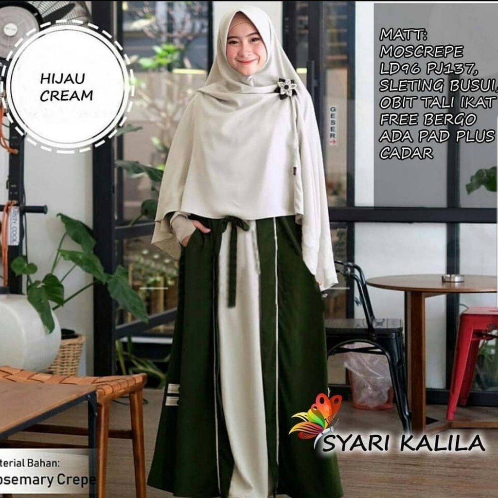 Kalila Set Syari  FREE Cadar Khimar  Setelan Hijab Syari 2