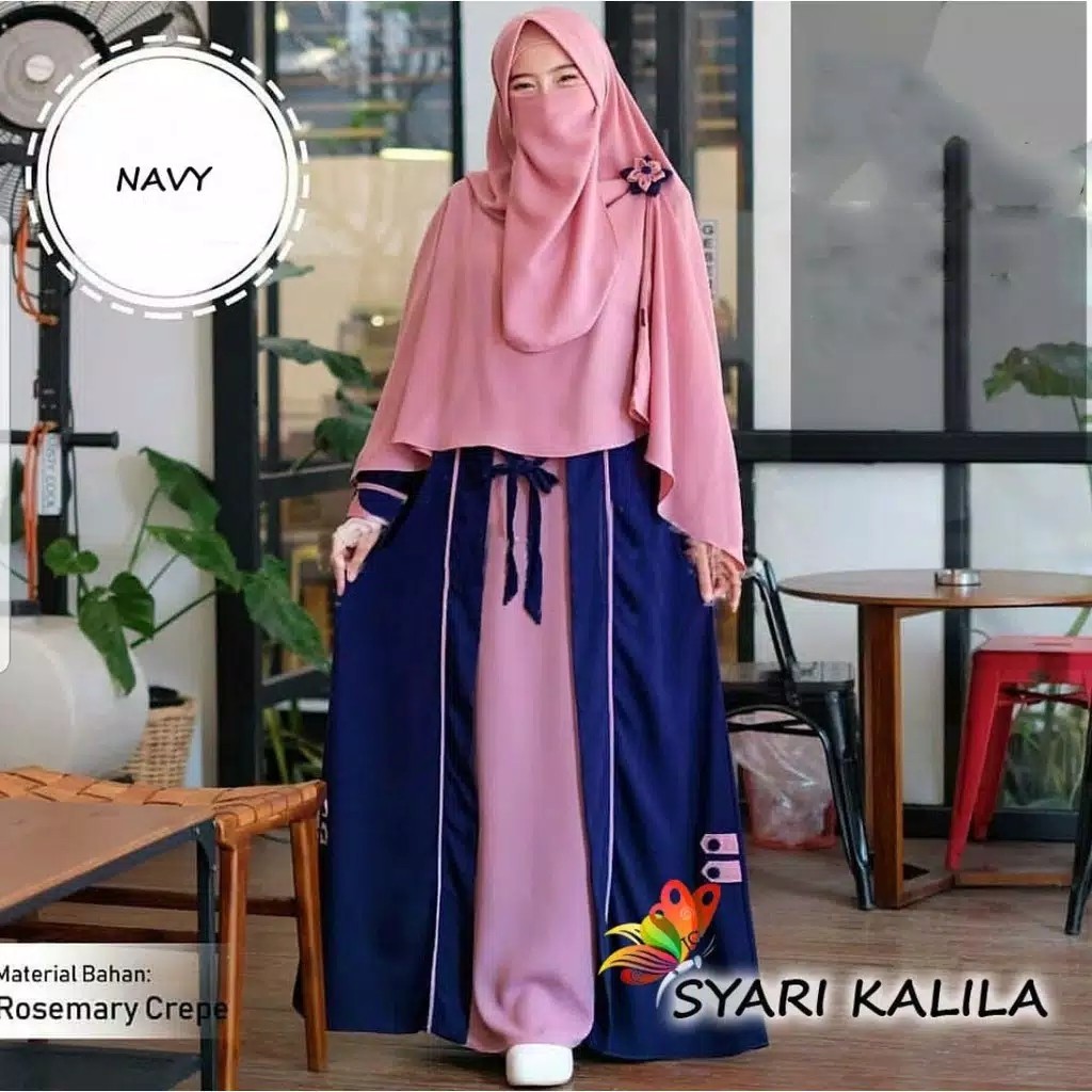 Kalila Set Syari  FREE Cadar Khimar  Setelan Hijab Syari 3