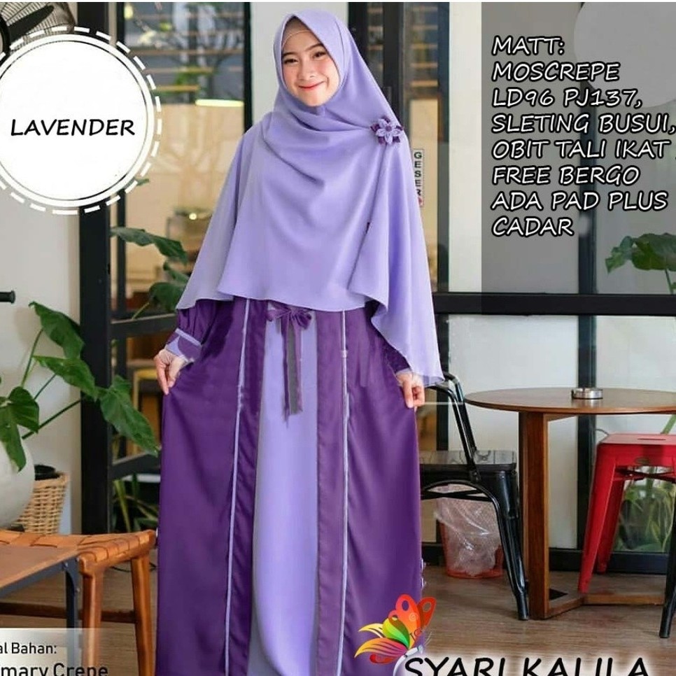 Kalila Set Syari  FREE Cadar Khimar  Setelan Hijab Syari 4