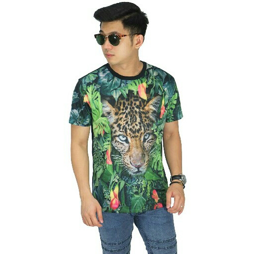 Kaos Printing Leopard On Forest