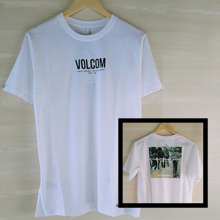 Kaos Distro Volcom Putih Premium