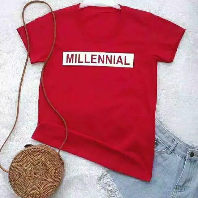 Kaos Wanita Millenial Tee Bahan Spandex Ukuran All Size Fit L 1R 2