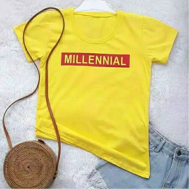 Kaos Wanita Millenial Tee Bahan Spandex Ukuran All Size Fit L 1R 3