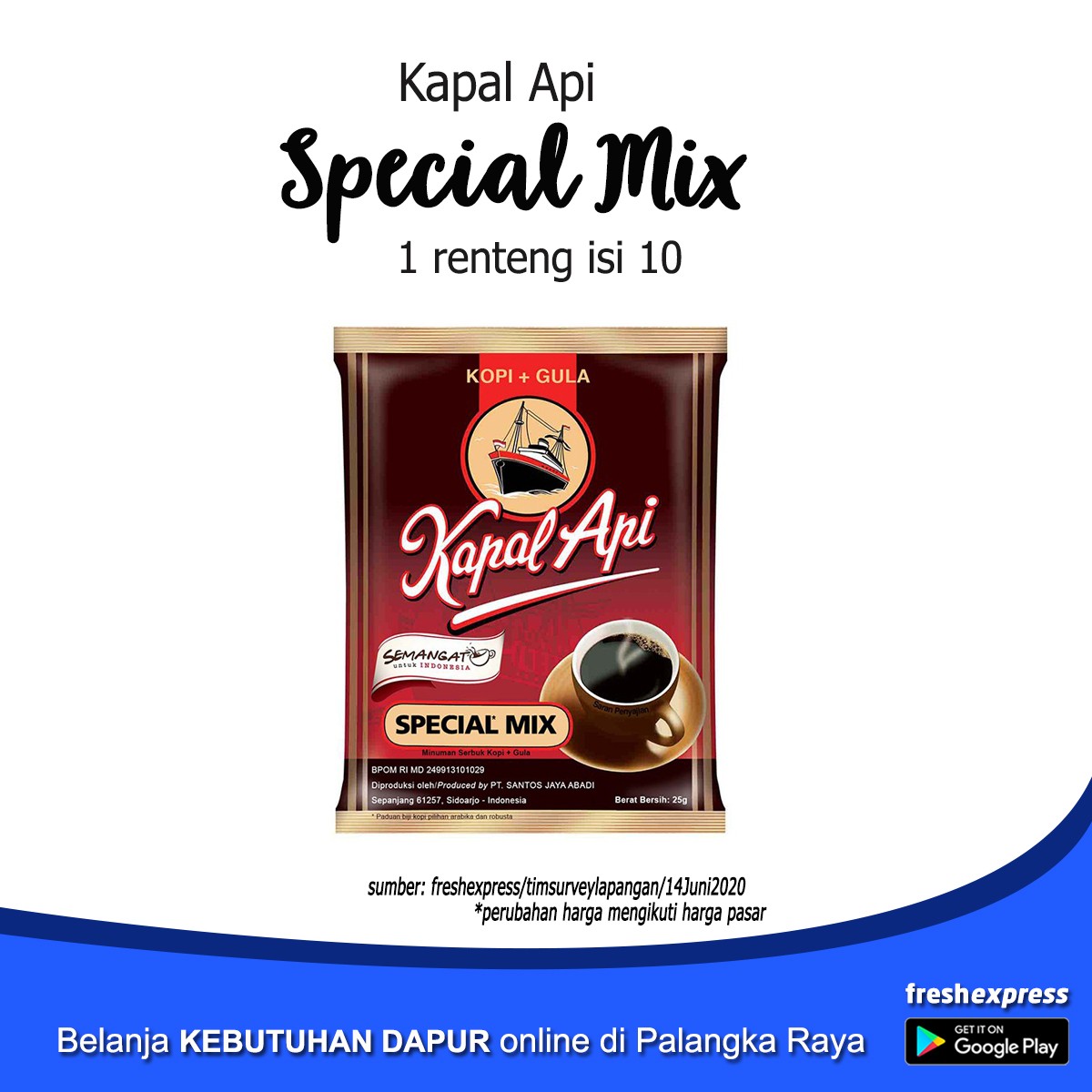 Kapal Api Special Mix 25 Gram Isi 10