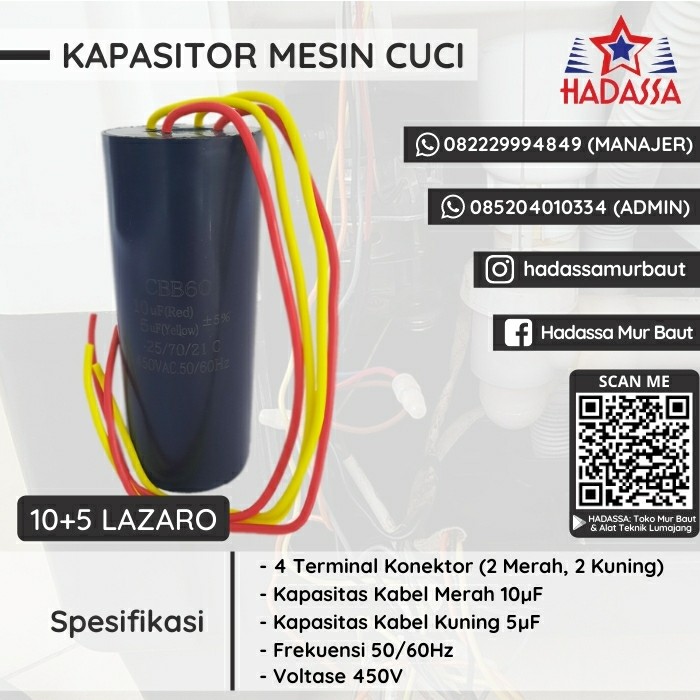 Kapasitor Mesin Cuci 10plus5 Lazaro