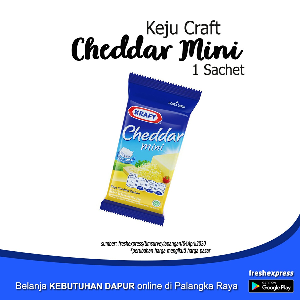 Keju Cheddar Mini - 1 Sachet