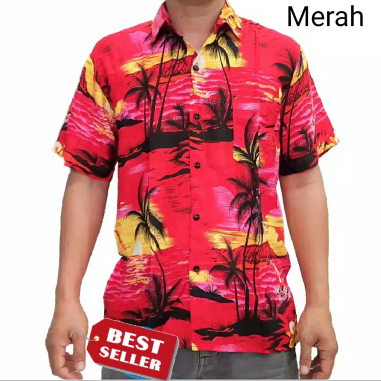 Kemeja Pantai Kemeja Hawai Pria Motif Bahamas 2