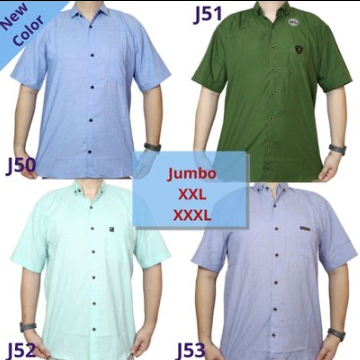 Kemeja Polos Jumbo Pendek Pria 4