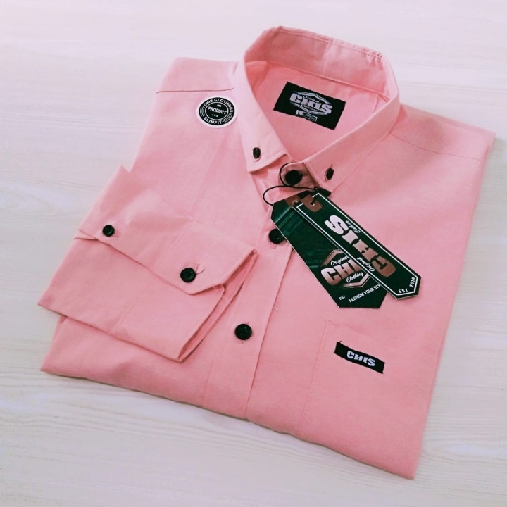 Kemeja Slimfit Chis Pink Premium Import