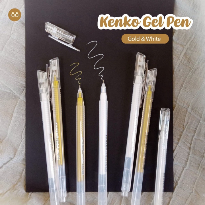 Kenko Gel Pen Gold White Putih Emas