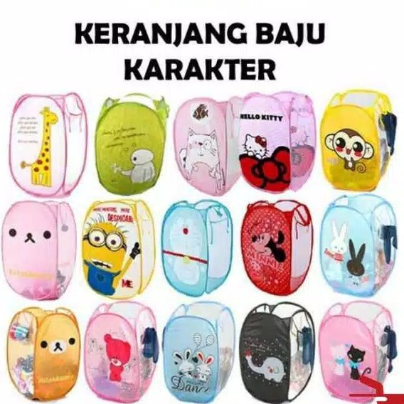 Keranjang Pakaian Lipat Karakter Bag Animal 231-Laundry Basket motif