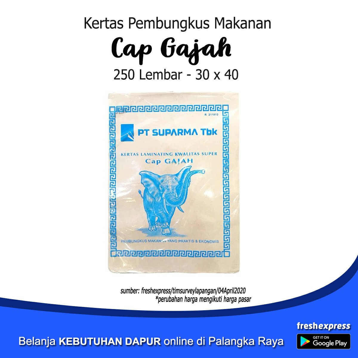 Kertas Pembungkus Makanan Cap Gajah - 250 Lembar 30x40