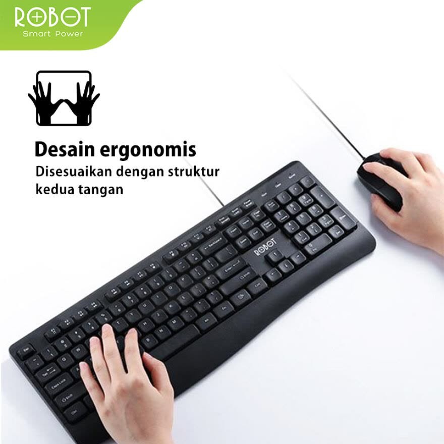 Keyboard  Mouse Kabel Robot KM2500 Hitam