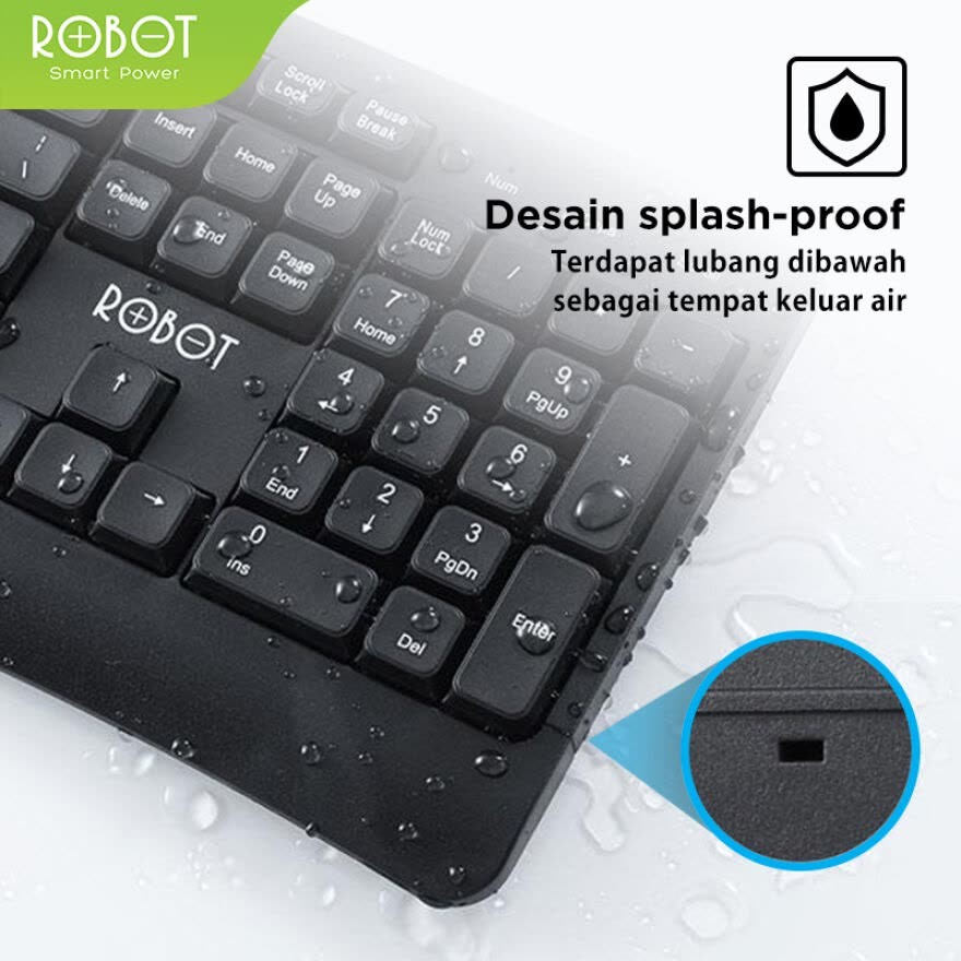 Keyboard  Mouse Kabel Robot KM2500 Hitam 2