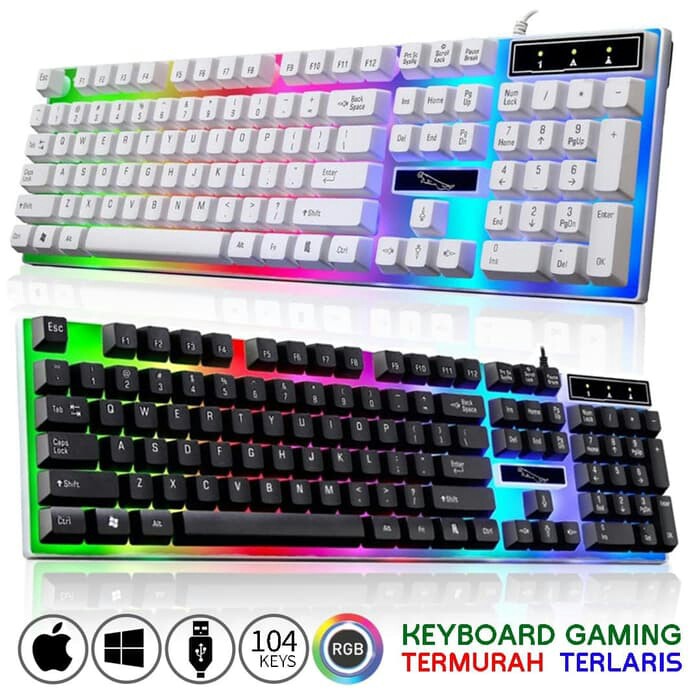 Keyboard Gaming G21 LED Backlight Fullsize Murah - Putih