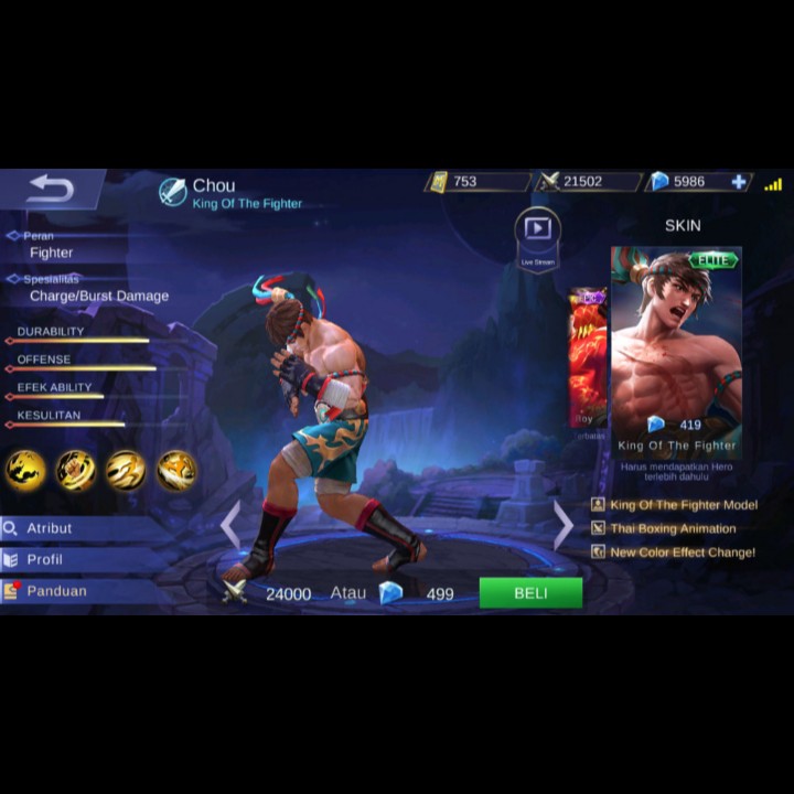 King Of The Fighter Elit Skin Chou