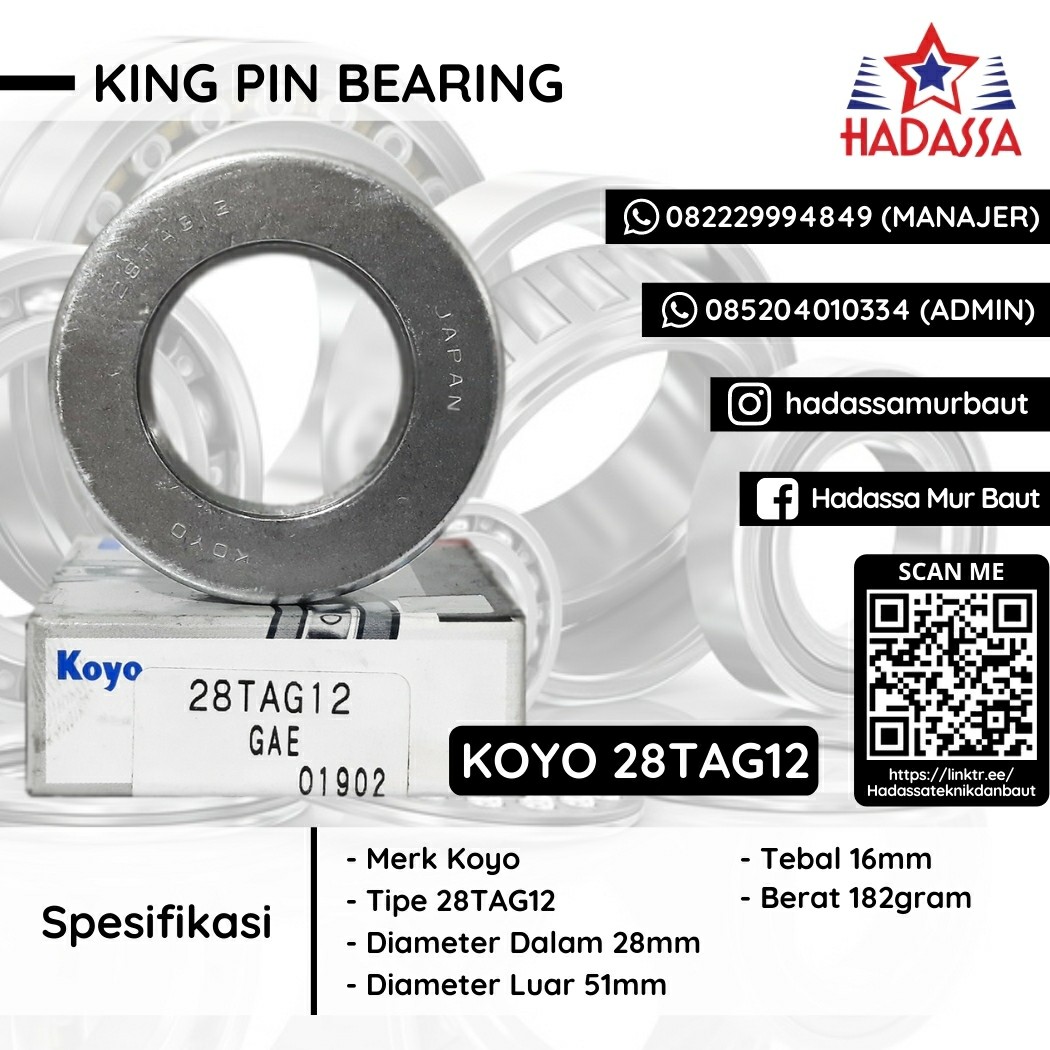 King Pin Bearing Koyo 28TAG12